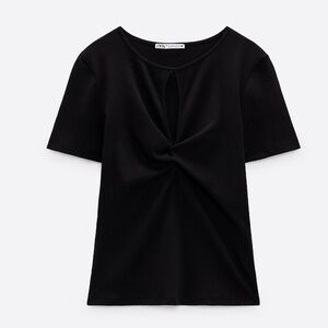 Zara Black Twist-Knot Short Sleeve Top